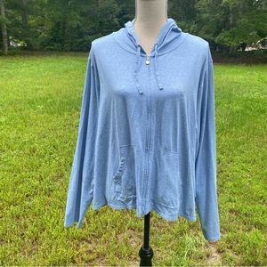 COOLIBAR TOP SEASIDE HOODIE ZIP FRONT POCKETS BLUE UPF 50 PLUS SIZE 3X